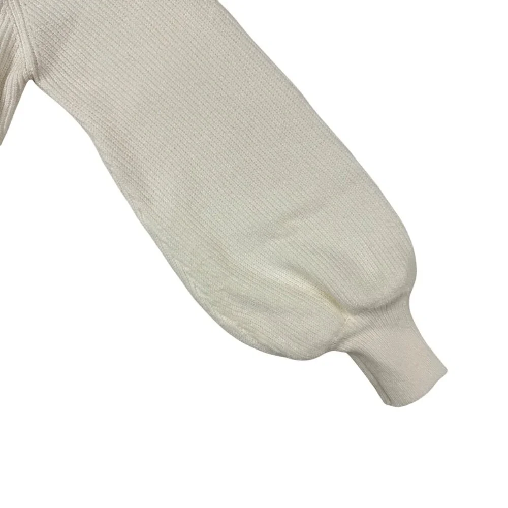 XS Lulus Pullover Fit For Fall Ivory Surplice Balloon Sleeve Sweater - Picture 7 of 10